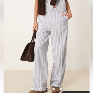 NWT ASOS Striped Light Blue and White, Relaxed, Straight fit Pants size 4